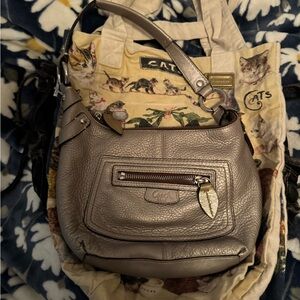 Chic Silver Leather Shoulder Bag